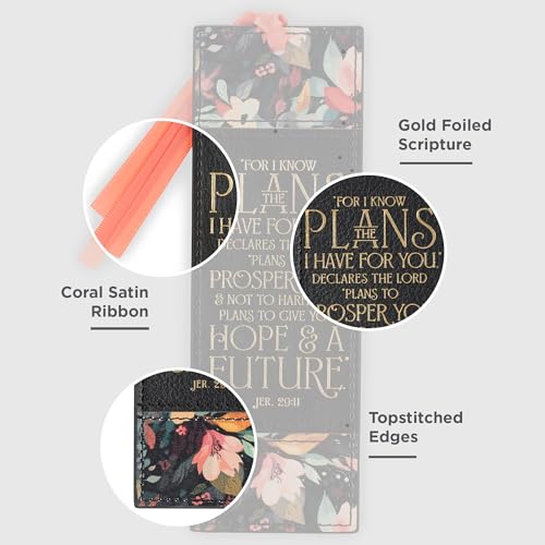 Image of Christian Art Gifts Premium Faux Leather Bookmark: I Know the Plans