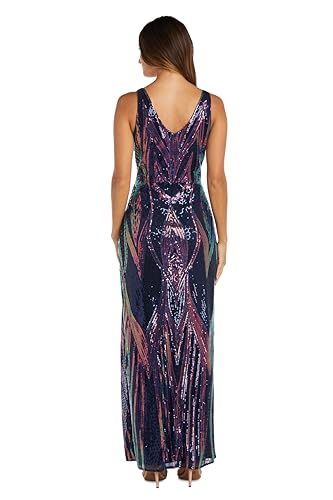 Image of Long Sleeveless Sequined Gown with Leg Slit