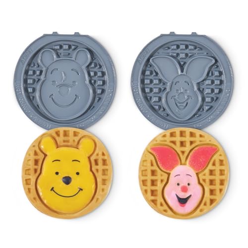 Image of Disney Dash MultiMaker Mini System Removable Plate Set - Ceramic Coating Replacement Plates for Waffle Breakfast - Waffle Maker Not Included - 4-Inch - 2-Pack - Winnie the Pooh & Piglet