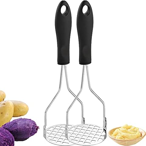 DXIA 2 Stück Kartoffelstampfer, Edelstahl Gemüse Stampfer Cover