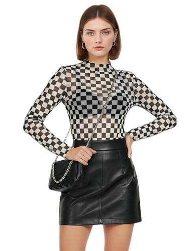 Image of Buauty Sheer Tops for Women,Mesh Fishnet Tops Plus Size,Stylish and Sensational Mesh Blouses for Fashion-Forward Ladies
