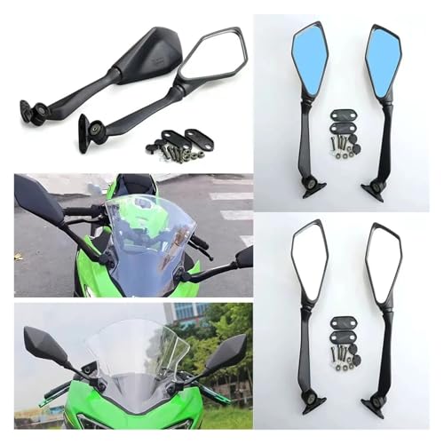 Espejos retrovisores laterales para motocicleta negro Kawasaki Ninja 400 diseño corto 2