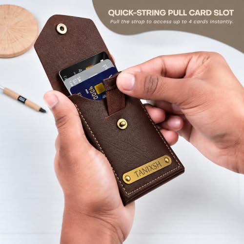 Image of Personalized Slim Wallet for Men, Card & Cash Holder (Brown)