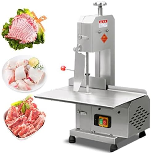 GZGHRZQS Cortadora de Carne y Sierra de Huesos Comercial de 750 W, Cortadora Eléctrica para Carne Congelada Mesa de Trabajo 420x380 mm para Supermercado Restaurante