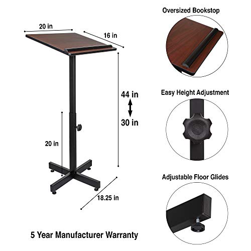 OEF Furnishings Height Adjustable Portable Lectern Stand - Mahogany