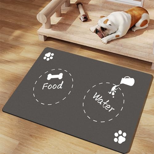 Pet Feeding Mat Absorbent Dog Mat for Dog Food and Water Bowls No Stains Quick Dry Cat Dog Water Dispenser Mat with Waterproof Rubber Backing Pet Bowl Accessories Supplies(12″×20″)