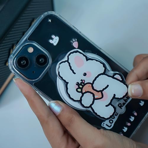 Image of Peeperly Back Cover Case for iPhone 14 Plus Soft TPU, Shockproof Protective Durable Cute Rabbit Acrylic Magnetic Fancy Case for Girls & Women