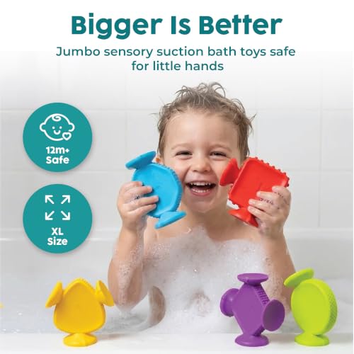 Image of Bunmo Toddler Bath Toys - Best Montessori Toys for Kids Ages 1 2 3 4 Year Old Boys & Girls Gifts, Best Sensory Toy for Babies 12 Months +, No Hole Bath Toy for Kids Ages 1-3 & 2-4 (Big Shapes 5 Pack)