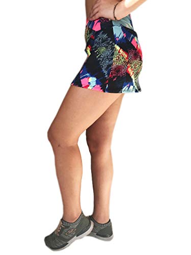 KIT 2 Shorts Saia Plus Size Suplex Cós Alto Estampada ou Lisa PRETO -25A G3