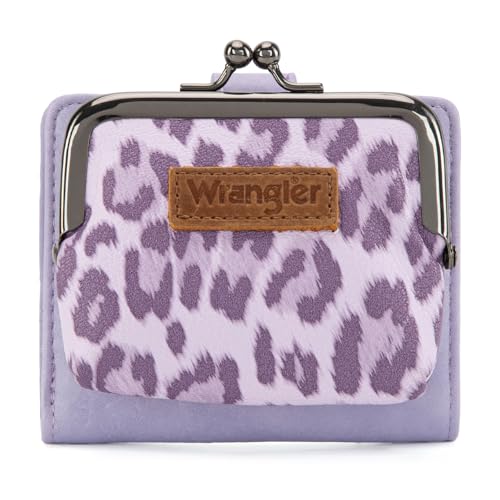 Montana West Wrangler Women's Wallet Leopard Print Wallets RFID-blocking Small Bifold Credit Card Holder with Kiss Clasp
