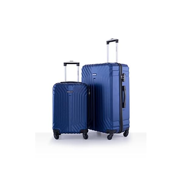 Parajohn Lightweight 2 Pieces ABS Hard Side Travel Luggage Trolley Bag Set 20/28 Inch-Navy