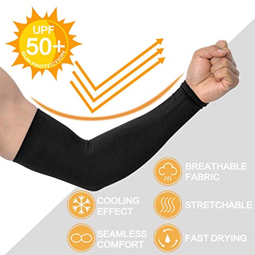 Image of INNERSTYLE Cotton UV Protection Arm Sleeves /Hand Socks - Fingerless, Sun Protection Gloves for Men and Women (Black and White) Pack of 2
