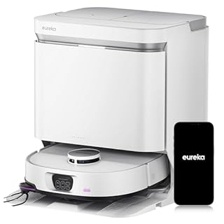 EUREKA J15 Max Ultra Robot Aspirateur Laveur avec Serpillière et Brosse Latérale Extensible, Aspiration 22000Pa, Station Autonettoyante, Lavage de Serpillière Eau 80℃, IntelliView 2,0, Anti-Emmêlement