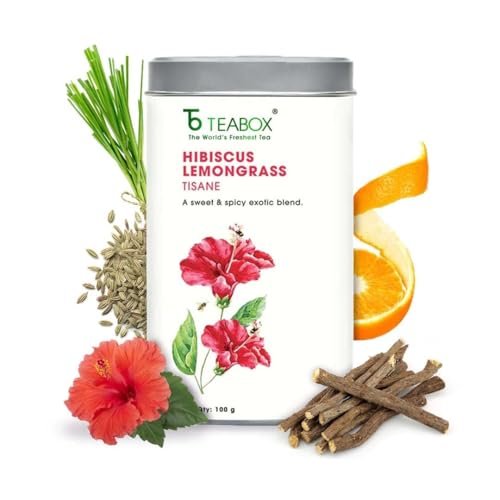 Image of Teabox Hibiscus Lemongrass Tisane 100g | Caffeine-Free Herbal Tea | Refreshing Hibiscus & Citrus Blend | Delicious Hot or Iced