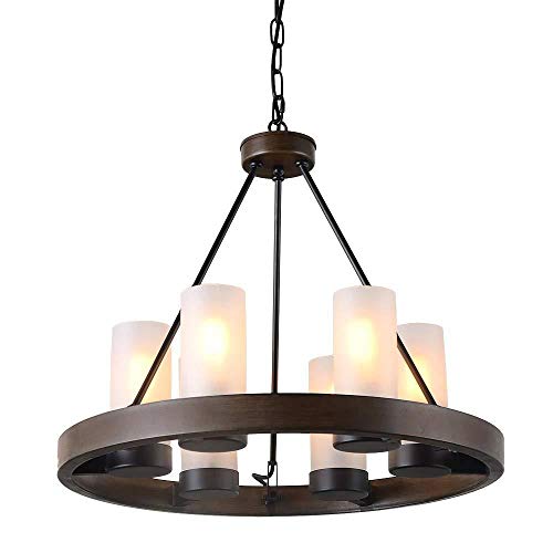 Plafonnier lustre de ferme rond en verre dépoli et métal noir E27 pour salle à manger
