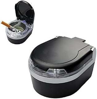 YamaziHD Mini Portable Car Ashtray Blue LED Light for Dashboard Cigar Cigarette (Black)