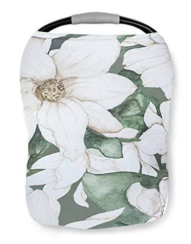 Image of Pobi Baby Premium Multi-Use Cover - Nursing Cover, Baby Car Seat Covers, Shopping Cart, High Chair, and Breastfeeding Cover - Ultra-Soft, Stretchy, Floral Scarf for Baby and Mom (Zephyr Magnolia)