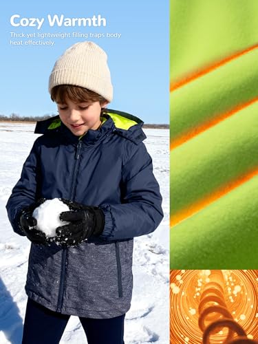Image of PAMLULU Boys Winter Coats Waterproof Breathable Snowboarding Ski Jackets Fleece Lined Hooded Rain Coat for Kids