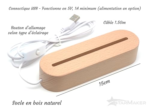 StarMaker Lampe Stitch personnalisée avec prénom gravé - Cadeau enfant Veilleuse Stitch décoration chambre lumineuse LED lampe effet 3D, socle en bois et acrylique – vue 5
