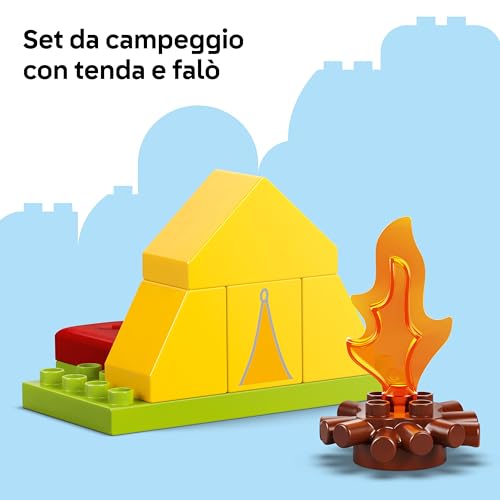 DUPLO Peppa Pig Gita in Campeggio con Papà - Giochi Montessori per Bambine e Bambini da 2 Anni - con Tenda, Canoa, Falò e 2 Personaggi - Sviluppo Motricità Fine e Abbinamento dei Colori - 10452 - Lego - Immagine 5