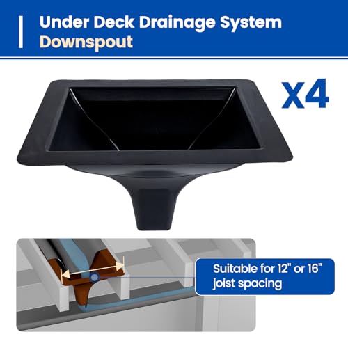 image for Muzata 4PCS Black Under Deck Drainage System Downspout PE Easy Install