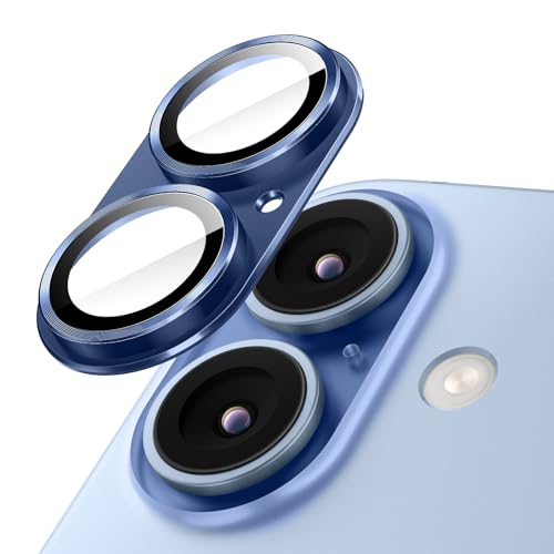 Image of JETech Camera Lens Protector for iPhone 17 6.3-Inch, Full Coverage 9H Tempered Glass Ring Cover, Matte Metal Plate, Case Friendly, 1-Pack (Blue)