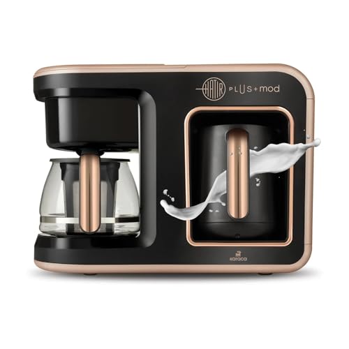 KARACA Hatır Plus Mod 5-en-1 Machine à Café Turc et Filtre, Capacité 0.75L, Préparez 5 Tasses de Café au Lait, Filtre en Acier Inoxydable, Cuillère Doseuse Incluse