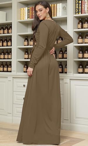 Image of KOH KOH Womens Long Sleeve V-Neck High Slit Cocktail Evening Gown Maxi Dress