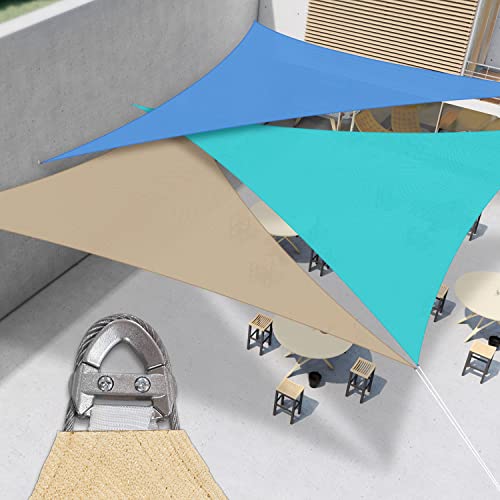 Windscreen4less A-Ring Reinforcement Sun Shade Sail 16' x 20' x 25.6' Right Triangle Super Heavy Duty Strengthen Durable(260GSM)-Galvanized Cable Enhanced-Sand -Customized