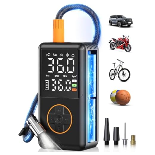 NUSTE Tire Inflator Portable Air Compressor - 150 PSI Cordless Mini Bike Tire Pump, Air Pump for Car Motorcycle Bicycle Tires, Balls, with Pressure Gauge, LED Light