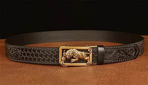 Western Denim Belt,Pure Copper tiger Head Buckle Genuine Leather Belt for Men Women Personality Jeans Belt4