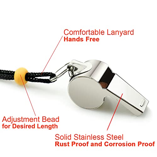 Hipat Whistle, 12PCS Stainless Steel Sports Whistles with Lanyard, Loud Crisp Sound Whistles Bulk Great for Coaches, Referees, and Officials - Thumbnail 3