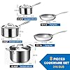 Stainless Steel Cookware Set, 5-ply cookware，8-Piece Pots and Pans Set, 316L Professional Grade, Oven and Broiler Safe to 650°F, Dishwasher Safe, Durable, Induction Compatible, Silver #4