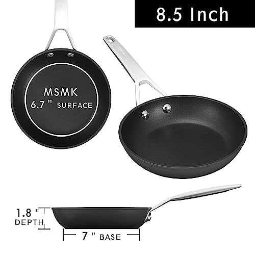Msmk 8.5 Inch Small Frying Pan, Egg Omelet Carbonize Also Nonstick, Durable & Oven Safe To 700℉, Non-Toxic, Peeling-Resistant, Scratch-Resistant, Induction Skillet #TOP5