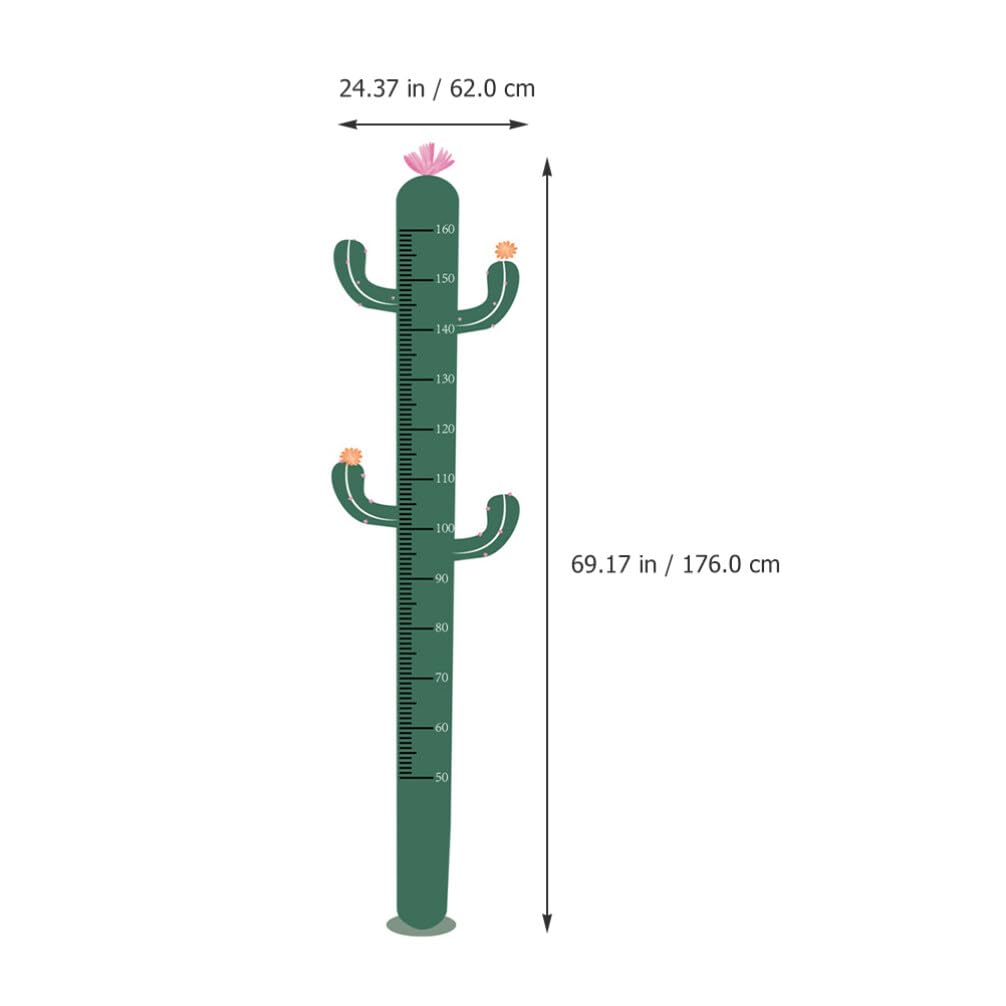 Cactus Style Height Chart Wall Decal Removable Growth Measurement Sticker for Boys and Girls Rooms Nursery Decor Home Decoration Material Easy to Install