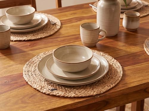 Image of DecorNation Myra Solid Wood Dining Table Set 6 Seater for Home & Kitchen | Premium Wooden Dining Table with 6 Chairs | Natural Finish | Modern Dining Furniture