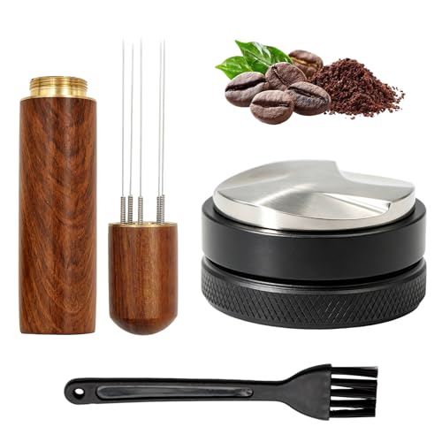 Scettar Coffee Distributor Espresso Zubehör Leveler 51mm Edelstahl Kaffeeverteiler Barista Höhenverstellbar mit WDT Tool Bürste Espresso Verteiler für die Zubereitung von Kaffee Haus Espresso