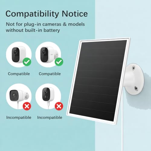 Image of 6W Solar Panel for Outdoor Security Camera with Micro USB & USB - C Port, Solar Panel Charger for Battery Camera, Fits Wyze /Reolink DC 5V Output, IP65 /360 Adjustable, 9.8ft Cable, Fast Charging