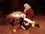 'First Christmas' Santa Claus Praying To Baby Jesus Nativity 11x17 Artist Signed Poster Print Fine...