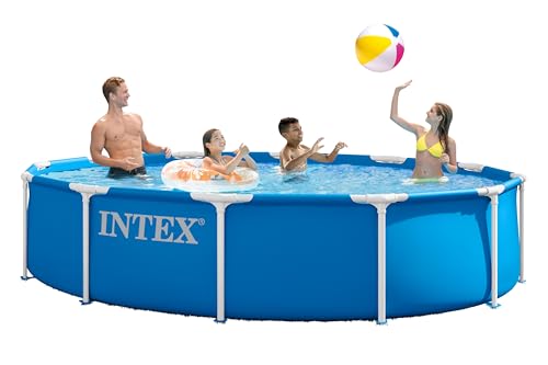 INTEX 28210EP Metal Frame 12 ft x 30 in Above Ground Pool Round Swimming Pool with Steel Frame Pump Not Included