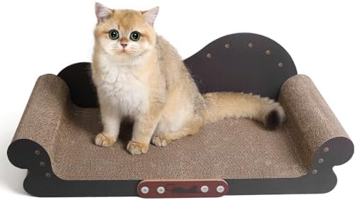 ComSaf Large Cat Scratcher Bed – 26″ Cat Scratching Board Cat Couch Scratcher Cardboard, Durable Scratch Lounge Cat Bed, Long Lasting Scartching Pads for Indoor Cats, Furniture Protector