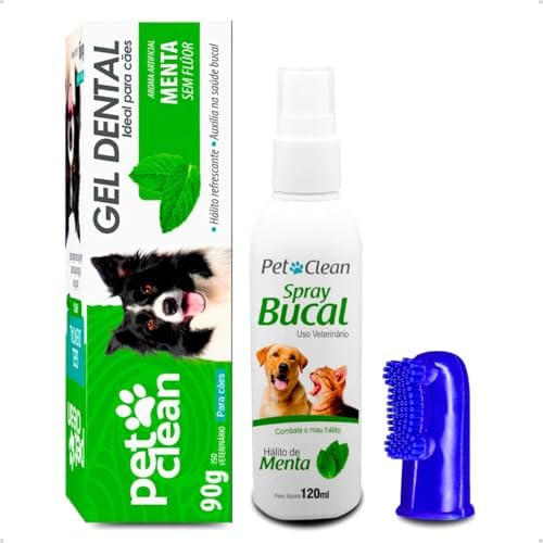 Pet Clean Kit Higiene Bucal para Cães e Gatos: Gel Dental 90g + S...