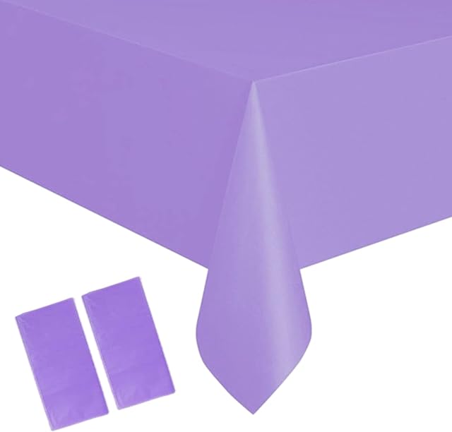 2Pcs 137*274cm Purple Disposable TableCloth Table Covers,Rectangular Dining Disposable Tablecovers Plastic Purple Table Cloth Party for Picnic,Baby Shower,Christmas,Birthday Parties Decorations