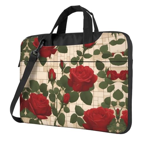 Many Red Roses - Bolso bandolera multifuncional para ordenador portátil, 14.96 pulgadas de largo, maletín de hombro