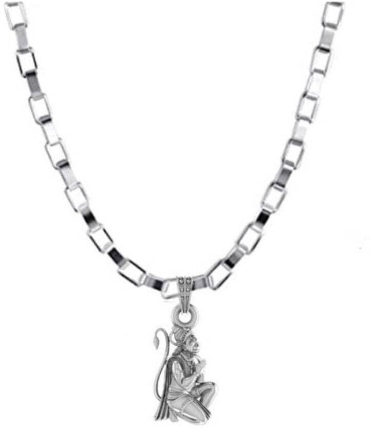 Pendentif en argent sterling anti-allergique Hanuman pour peaux sensibles avec chaîne