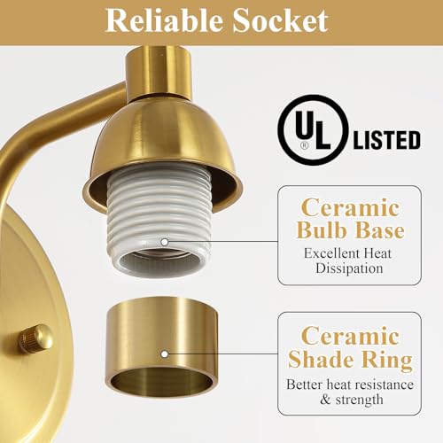 Image of Mecgirn Stainless Steel Bathroom Vanity Light Over Mirror, 1 Light Brushed Gold Bathroom Light Fixtures with Textured Glass Shades, Modern Vanity Lighting Wall Mount