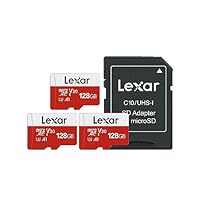 Lexar Micro SD 128 GB 3PK, Scheda Micro SD fino a 100 MB/sec(R), Scheda di Memoria microSDXC con...