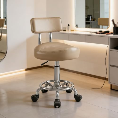 Adjustable Saddle Stool with Back and Wheels