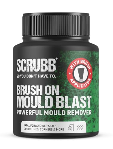 SCRUBB Brush-On Mould Remover Gel 250ml – Powerful Black Mould Cleaner with Applicator Brush for Bathroom, Shower Seals, Tile Grout & Damp Areas