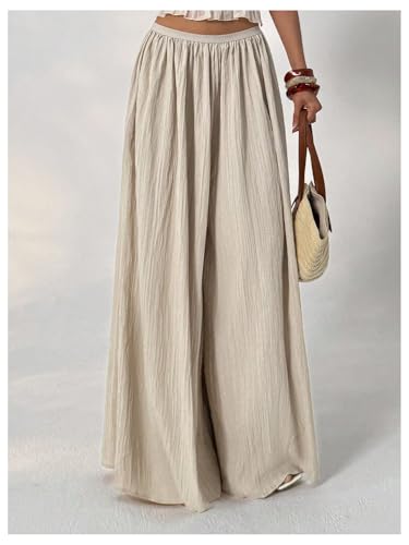 Milumia Women's Wide Leg Palazzo Pants Loose Textured Elastic Waist Flowy Boho Pants3